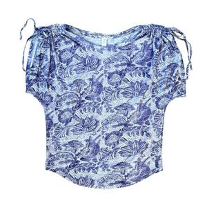 Anthropologie Daily Practice Cotton Jersey Shirt Drawstring Sleeves Womens Small